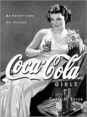 Alte Coca-Cola Werbung, Lady auf Sessel mit einem Glas 